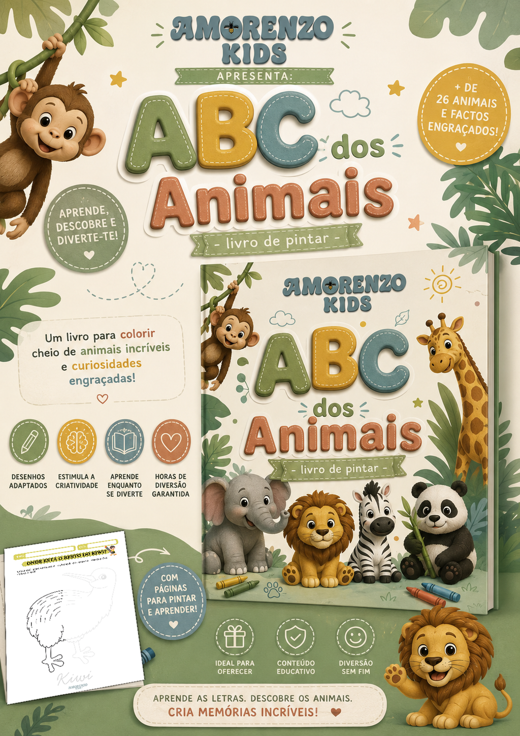 ABC dos Animais | Livro de Pintar