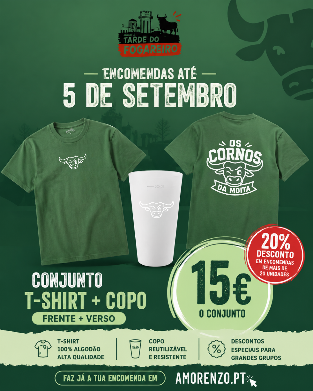 Conjunto T-Shirt + Copo - Fogareiro Moita